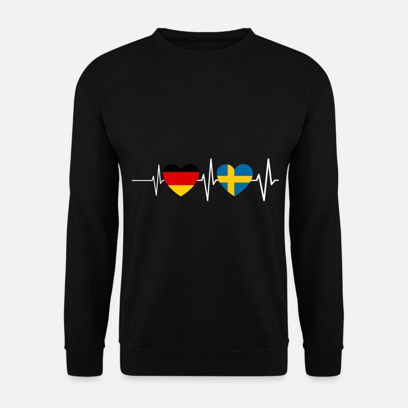 Schwede Deutscher Schweden Herzschlag Geschenk - Unisex Pullover - Schwarz