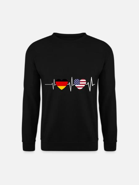 USA Amerikaner Deutschland Amerika Herzschlag - Unisex Pullover - Schwarz