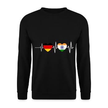 Germany India Heartbeat Indian Flag Inde - Unisex Sweatshirt - black - Front - Alina (178cm) & Michal (187cm)