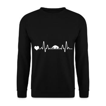 Fourmilier de ligne ECG Heartbeat - Sweat-shirt Unisexe - noir - Devant - Alina (178cm) & Michal (187cm)