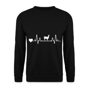 Herzschlag Alpaka - Unisex Pullover - Schwarz - Vorne - Alina (178cm) & Michal (187cm)