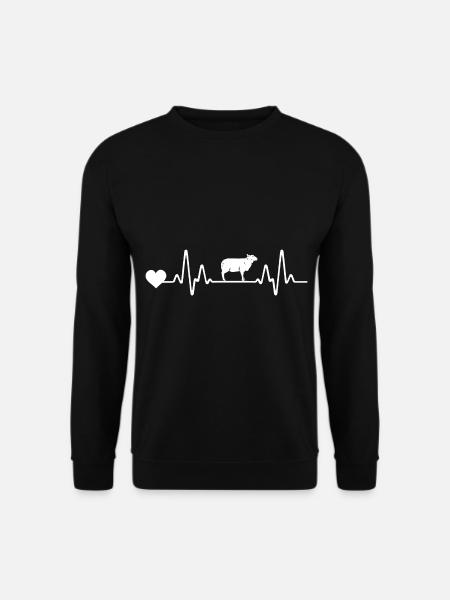 Landwirt Schäfer Herzschlag EKG Linie Schafe - Unisex Pullover - Schwarz