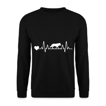Tier Waldtier Herzschlag Wolf - Unisex Pullover - Schwarz - Vorne - Alina (178cm) & Michal (187cm)