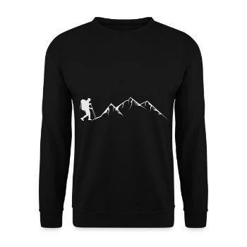 Geeignet für Campen und Bergsteigen Geschenk - Unisex Pullover - Schwarz - Vorne - Alina (178cm) & Michal (187cm)