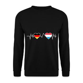 Germany Luxembourg heartbeat Luxembourger - Unisex Sweatshirt - black - Front - Alina (178cm) & Michal (187cm)