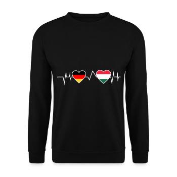 Ungare Deutscher Ungarn Herzschlag - Unisex Pullover - Schwarz - Vorne - Alina (178cm) & Michal (187cm)