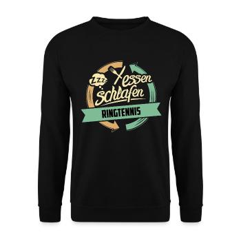 Sport Design Ringtennis RAHMENLOS Geschenk Hobby - Unisex Pullover - Schwarz - Vorne - Alina (178cm) & Michal (187cm)
