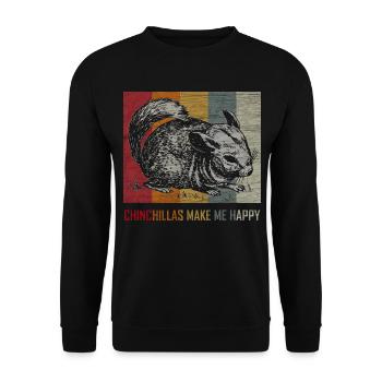 Chinchilla Maus Nagetier Haustier Retro Geschenk - Unisex Pullover - Schwarz - Vorne - Alina (178cm) & Michal (187cm)
