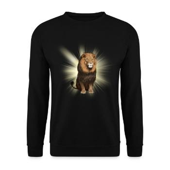 Löwe sitzend - Unisex Pullover - Schwarz - Vorne - Alina (178cm) & Michal (187cm)
