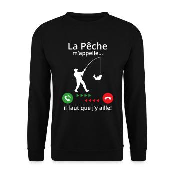 La pêche m'appelle ! - Sweat-shirt Unisexe - noir - Devant - Alina (178cm) & Michal (187cm)