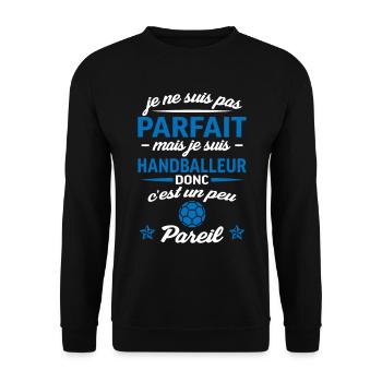 not perfect but handball, handball player - Unisex Sweatshirt - black - Front - Alina (178cm) & Michal (187cm)