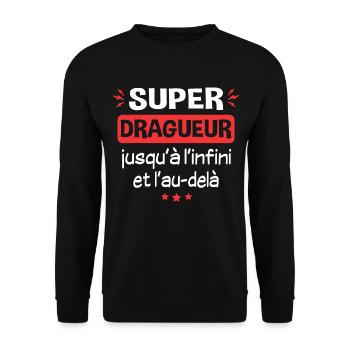 Dragueur Drague Séducteur Amour Humour Drôle - Sweat-shirt Unisexe - noir - Devant - Alina (178cm) & Michal (187cm)