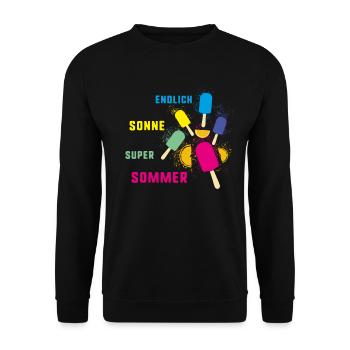 sommer, wassereis, sonne,endlich sonne,super,eis - Unisex Pullover - Schwarz - Vorne - Alina (178cm) & Michal (187cm)