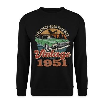 Vintage rétro 1951 anniversaire 1951 - Sweat-shirt Unisexe - noir - Devant - Alina (178cm) & Michal (187cm)