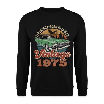 Vintage Retro 1975 Geburtstag 1975 - Unisex Pullover - Schwarz - Vorne - Alina (178cm) & Michal (187cm)