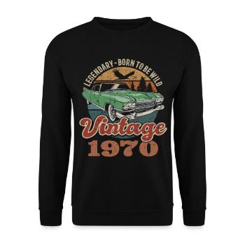 Vintage retro 1970 birthday 1970 - Unisex Sweatshirt - black - Front - Alina (178cm) & Michal (187cm)