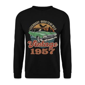 Vintage retro 1957 birthday 1957 - Unisex Sweatshirt - black - Front - Alina (178cm) & Michal (187cm)