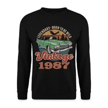 Vintage rétro 1987 anniversaire 1987 - Sweat-shirt Unisexe - noir - Devant - Alina (178cm) & Michal (187cm)