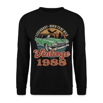 Vintage Retro 1988 Geburtstag 1988 - Unisex Pullover - Schwarz - Vorne - Alina (178cm) & Michal (187cm)