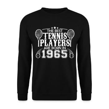 1965 Tennisspieler | Tennisspieler Geschenk 1965 - Unisex Pullover - Schwarz - Vorne - Alina (178cm) & Michal (187cm)