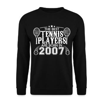 2007 Tennisspieler | Tennisspieler Geschenk 2007 - Unisex Pullover - Schwarz - Vorne - Alina (178cm) & Michal (187cm)