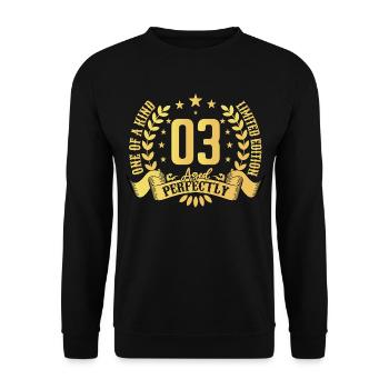 3 Jahre Geburtstagsgeschenk 3 Jahre - Unisex Pullover - Schwarz - Vorne - Alina (178cm) & Michal (187cm)