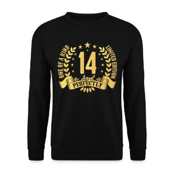 14 Jahre Geburtstagsgeschenk 14 Jahre - Unisex Pullover - Schwarz - Vorne - Alina (178cm) & Michal (187cm)