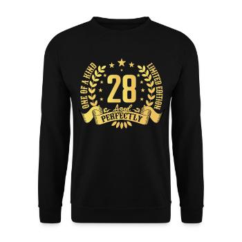 28 years birthday gift 28 years - Unisex Sweatshirt - black - Front - Alina (178cm) & Michal (187cm)