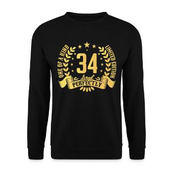 34 Jahre Geburtstagsgeschenk 34 Jahre - Unisex Pullover - Schwarz - Vorne - Alina (178cm) & Michal (187cm)