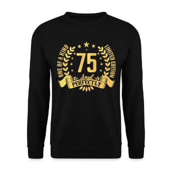 75 years birthday gift 75 years - Unisex Sweatshirt - black - Front - Alina (178cm) & Michal (187cm)
