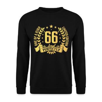 66 years birthday gift 66 years - Unisex Sweatshirt - black - Front - Alina (178cm) & Michal (187cm)