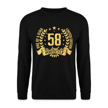 58 years birthday gift 58 years - Unisex Sweatshirt - black - Front - Alina (178cm) & Michal (187cm)