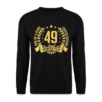 49 years birthday gift 49 years - Unisex Sweatshirt - black - Front - Alina (178cm) & Michal (187cm)
