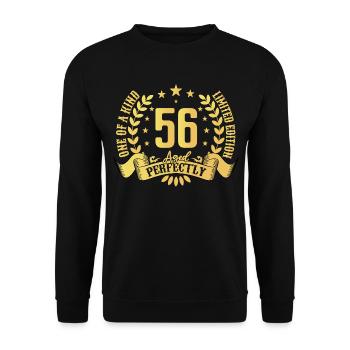 56 Jahre Geburtstagsgeschenk 56 Jahre - Unisex Pullover - Schwarz - Vorne - Alina (178cm) & Michal (187cm)