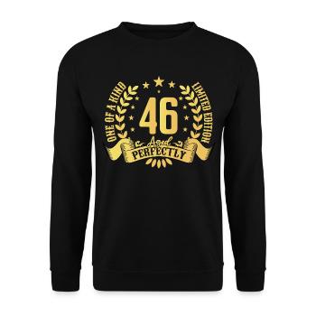 46 years birthday gift 46 years - Unisex Sweatshirt - black - Front - Alina (178cm) & Michal (187cm)