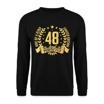 48 years birthday gift 48 years - Unisex Sweatshirt - black - Front - Alina (178cm) & Michal (187cm)