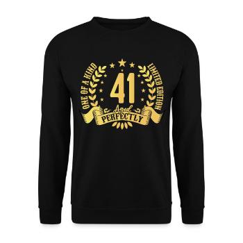 41 Jahre Geburtstagsgeschenk 41 Jahre - Unisex Pullover - Schwarz - Vorne - Alina (178cm) & Michal (187cm)