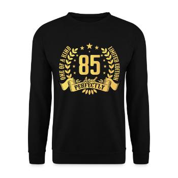 85 years birthday gift 85 years - Unisex Sweatshirt - black - Front - Alina (178cm) & Michal (187cm)