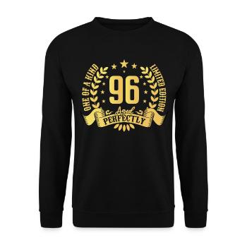 96 Jahre Geburtstagsgeschenk 96 Jahre - Unisex Pullover - Schwarz - Vorne - Alina (178cm) & Michal (187cm)