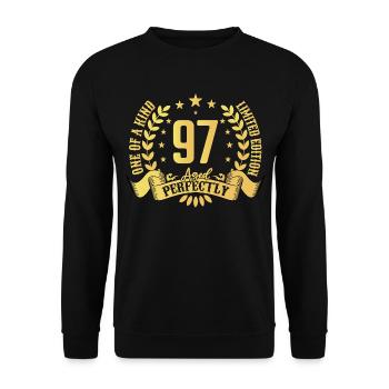 97 years birthday gift 97 years - Unisex Sweatshirt - black - Front - Alina (178cm) & Michal (187cm)