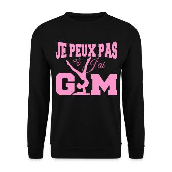 Gymnastik-Geschenk Ich kann nicht Fitnessstudio - Unisex Pullover - Schwarz - Vorne - Alina (178cm) & Michal (187cm)