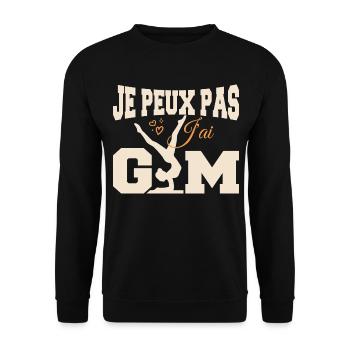 Gymnastik-Geschenk Ich kann nicht Fitnessstudio - Unisex Pullover - Schwarz - Vorne - Alina (178cm) & Michal (187cm)