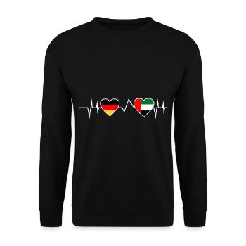 Germany Dubai Heartbeat Gift - Unisex Sweatshirt - black - Front - Alina (178cm) & Michal (187cm)
