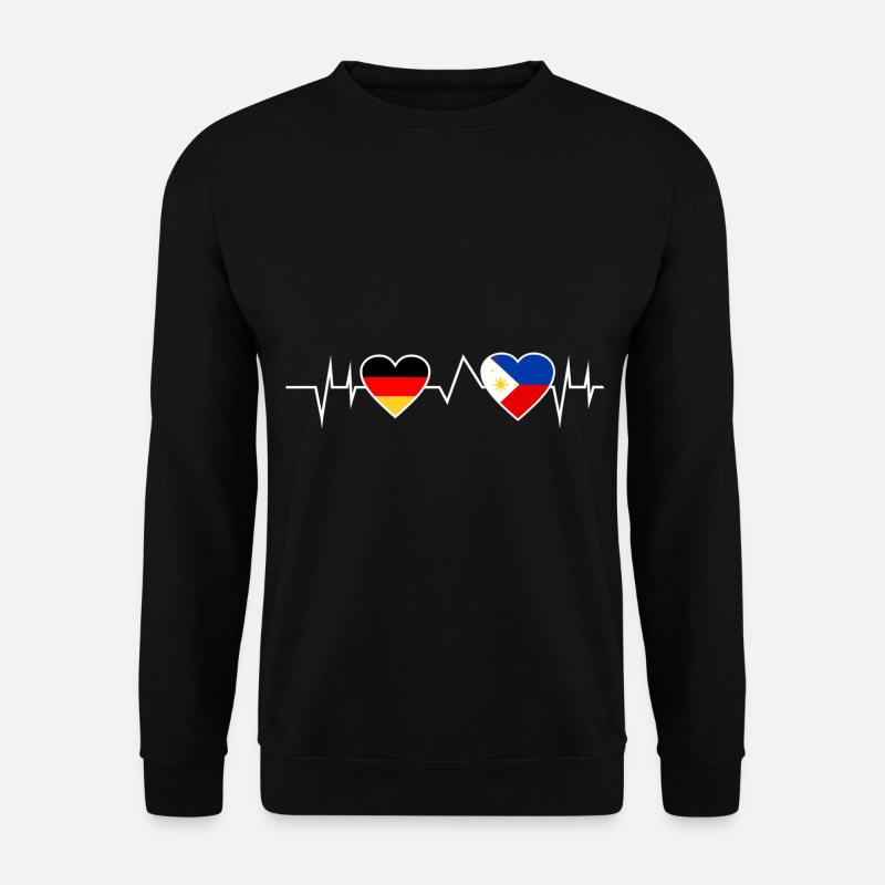 Deutscher Philippinen Herzschlag Geschenk - Unisex Pullover - Schwarz