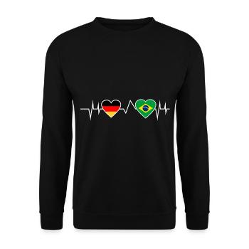 Germany Brazil Heartbeat - Unisex Sweatshirt - black - Front - Alina (178cm) & Michal (187cm)