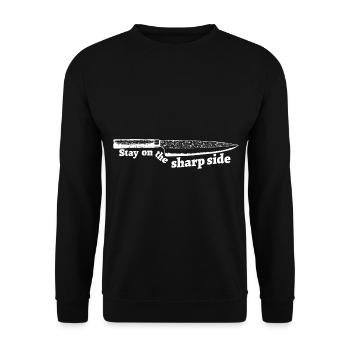 Stay on the Sharp Side Messer - Unisex Sweatshirt - black - Front - Alina (178cm) & Michal (187cm)