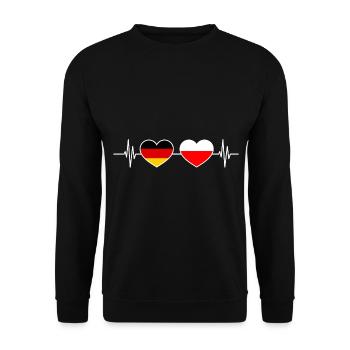 Herzschlag Deutschland Polen - Unisex Pullover - Schwarz - Vorne - Alina (178cm) & Michal (187cm)