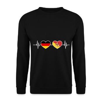 Herzschlag Deutschland Sizilien - Unisex Pullover - Schwarz - Vorne - Alina (178cm) & Michal (187cm)