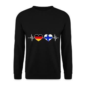 Herzschlag Deutschland Finnland - Unisex Pullover - Schwarz - Vorne - Alina (178cm) & Michal (187cm)