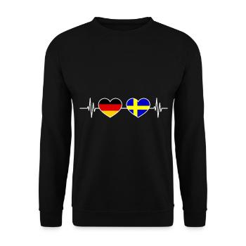 Herzschlag Deutschland Schweden - Unisex Pullover - Schwarz - Vorne - Alina (178cm) & Michal (187cm)